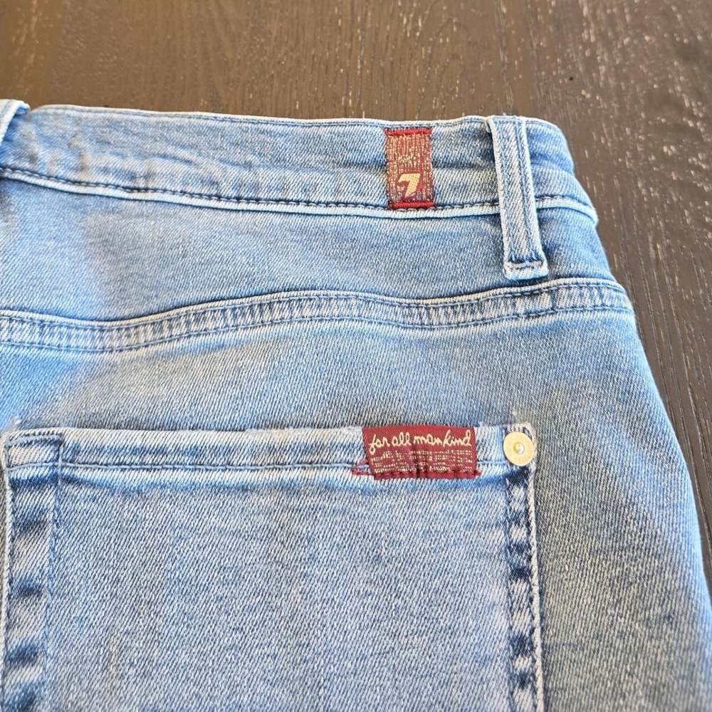 7‎ For All Mankind High Waist Ankle Gwenevere Distressed Jeans Light Wash Womens